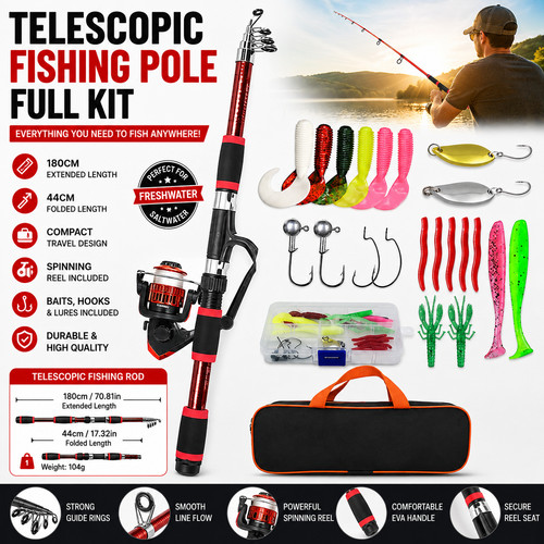 Fishing pole set full kits - pole,